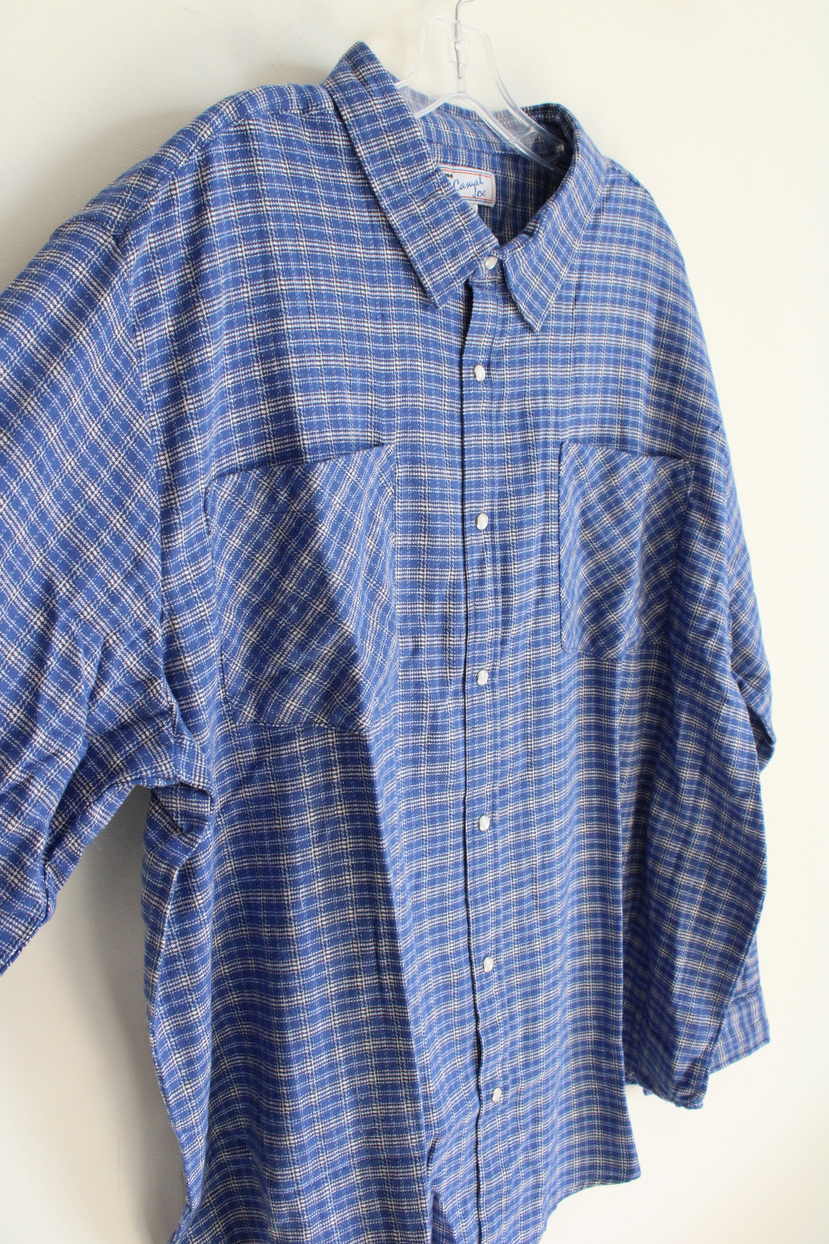 Haband Casual Joe Blue Plaid Button Down Flannel Shirt | XX