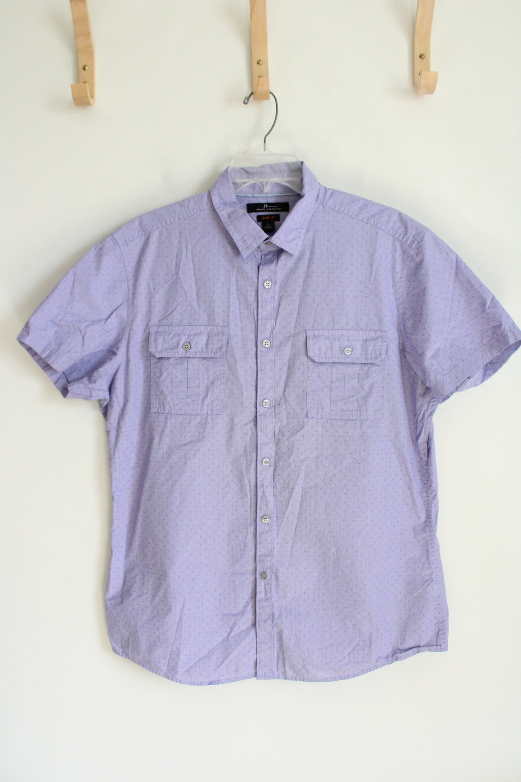 Marc Anthony Slim Fit Purple Patterned Button Down Shirt | L