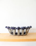 Blue & Gray Lattice Pottery Biscuit Basket