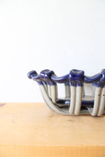 Blue & Gray Lattice Pottery Biscuit Basket