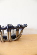 Blue & Gray Lattice Pottery Biscuit Basket