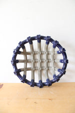 Blue & Gray Lattice Pottery Biscuit Basket