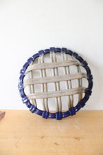 Blue & Gray Lattice Pottery Biscuit Basket