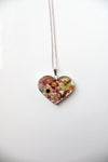 Wildflower Resin Silver Heart Pendant Necklace