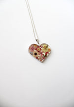 Wildflower Resin Silver Heart Pendant Necklace