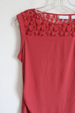 New York & Company Stretch Red Lace Top | M