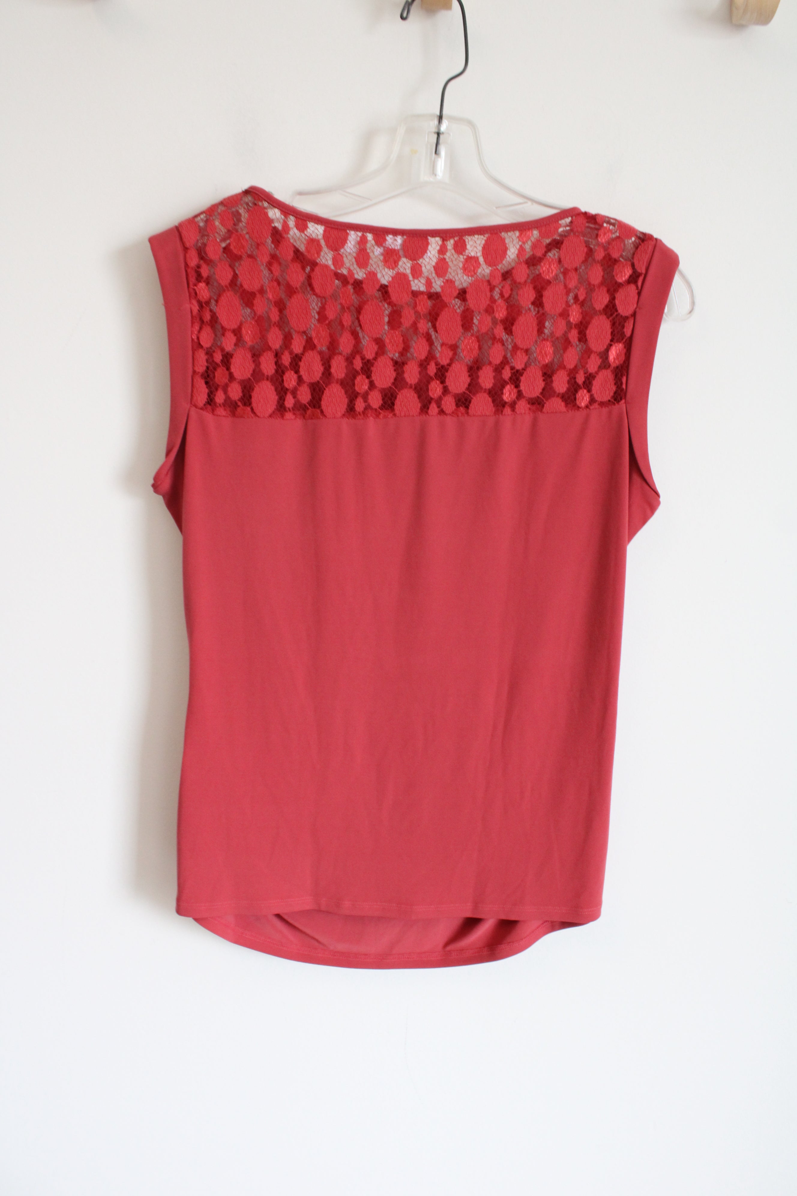 New York & Company Stretch Red Lace Top | M