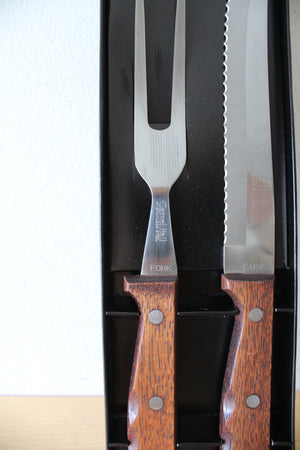 Carver Hall Stainless Steel Wooden Handled 2-Piece Carving Set