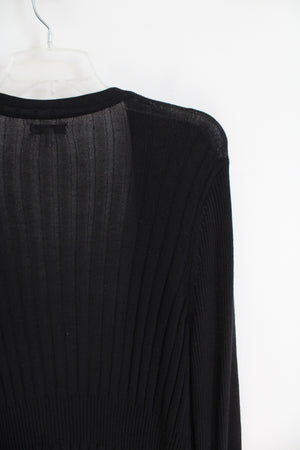 Croft & Barrow Black Ribbed Knit Cardigan | L