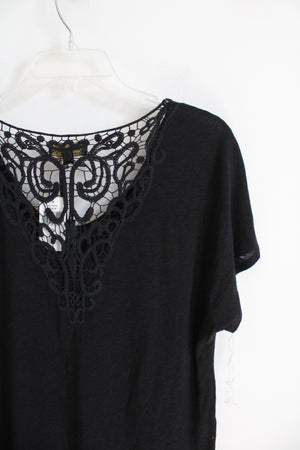 NEW Jeans By Buffalo Black Lace Back Top | L