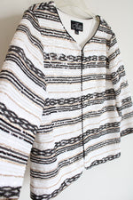 Alex Evenings Black Tan & White Striped Sequined Jacket | XL