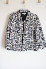 Studio Works Black Tan & White Patterned Jacket | XL Petite