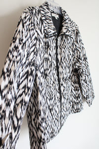 Studio Works Black Tan & White Patterned Jacket | XL Petite