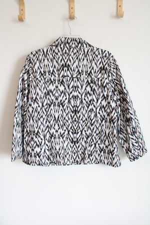 Studio Works Black Tan & White Patterned Jacket | XL Petite