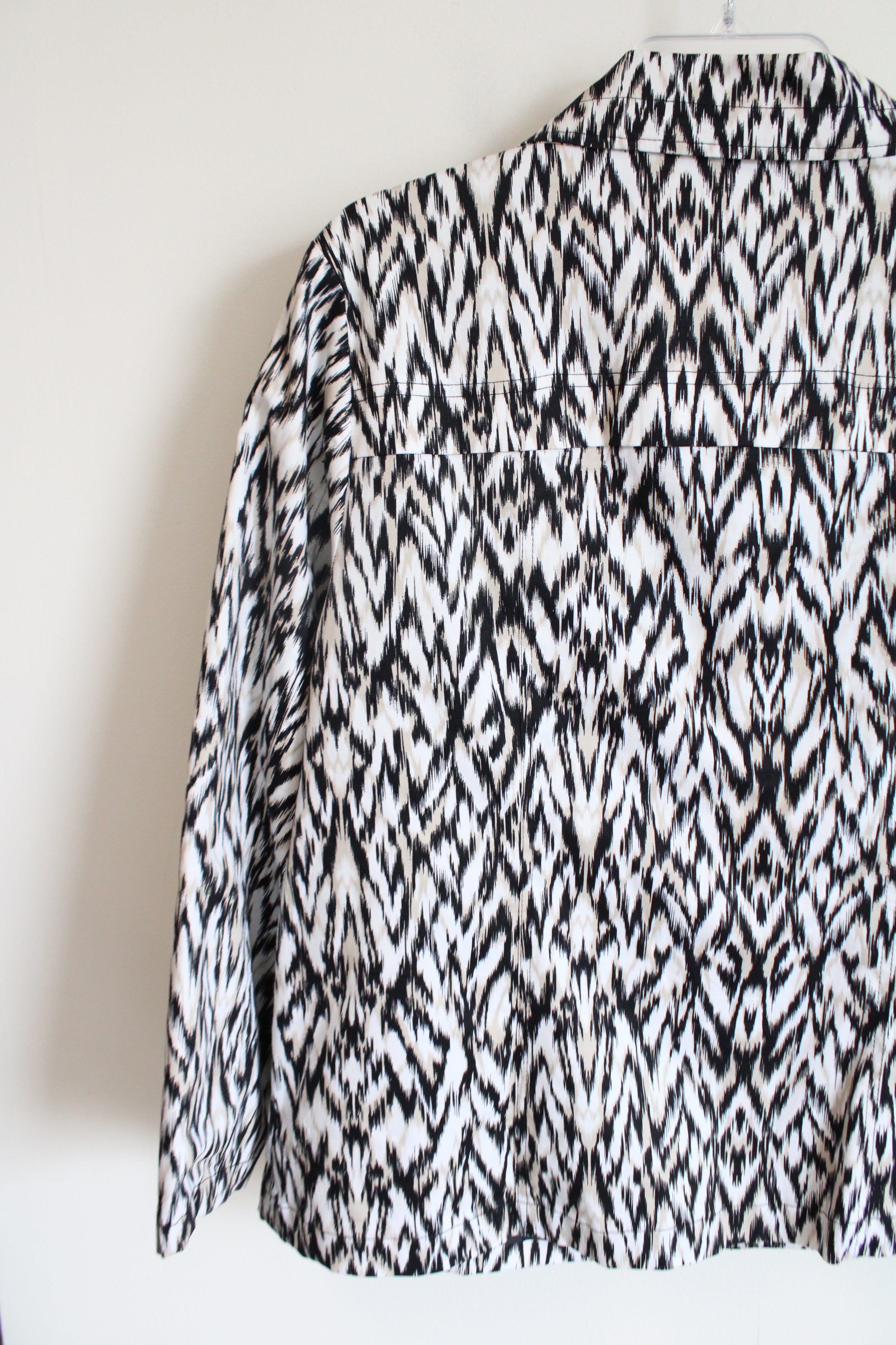 Studio Works Black Tan & White Patterned Jacket | XL Petite