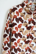 Bonnie Evans Brown Leaf Patterned Fleece Jacket | L Petite