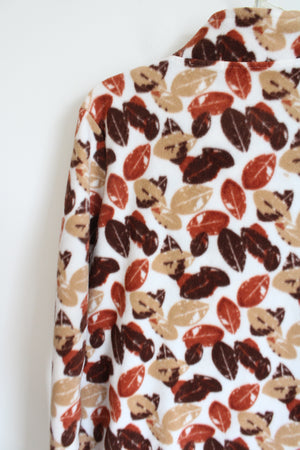 Bonnie Evans Brown Leaf Patterned Fleece Jacket | L Petite