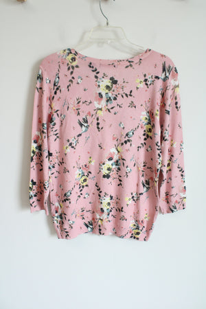 Architect Pink Floral Button Down Cardigan | L