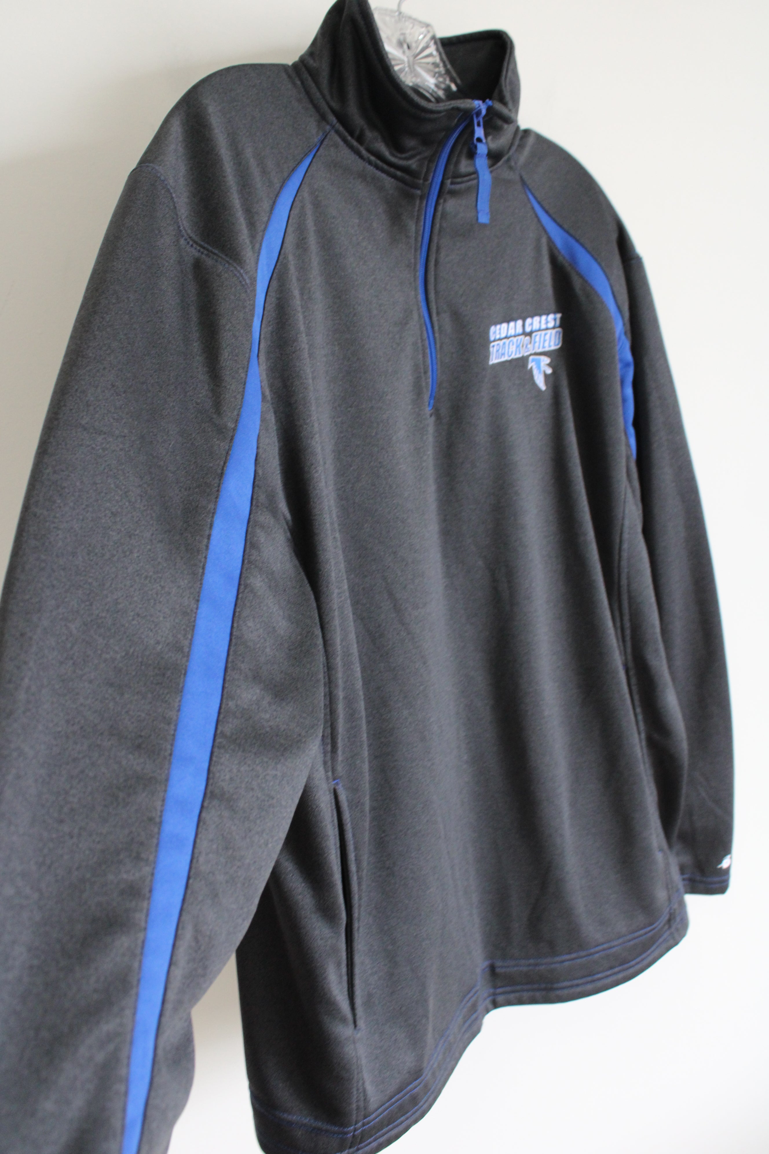 Badger Sport Cedar Crest Track & Field Gray & Blue Quarter Zip Sweatshirt | M