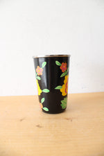 Ten Thousand Villages Black Hand Painted Stainless Steel Floral Pitcher & Cup Set
