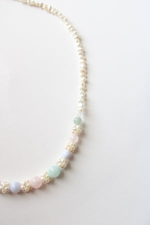 Baroque Pearl & Colorful Pastel Beaded Necklace