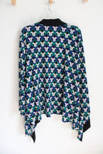 Kasper Blue Green Black & White Patterned Cardigan | 3X