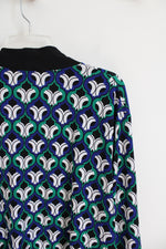 Kasper Blue Green Black & White Patterned Cardigan | 3X