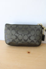 Coach Olive Green Shimmer Signature Kisslock Wristlet