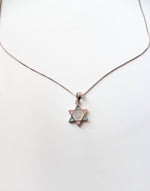 Pastel Blue & Pink Star Of David Sterling Silver Necklace