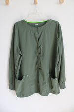 ScrubStar Green Long Sleeved Snap Buttoned Scrub Top | XL