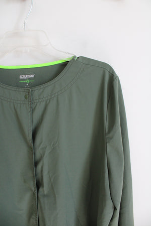 ScrubStar Green Long Sleeved Snap Buttoned Scrub Top | XL