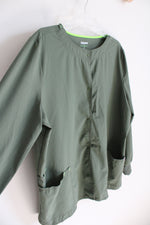 ScrubStar Green Long Sleeved Snap Buttoned Scrub Top | XL