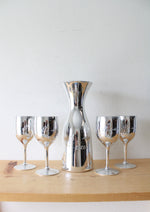 Mueller Candlelite Crystal Silver Hand Blown Hand Cut Carafe & Goblet Set