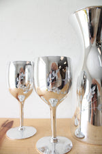 Mueller Candlelite Crystal Silver Hand Blown Hand Cut Carafe & Goblet Set