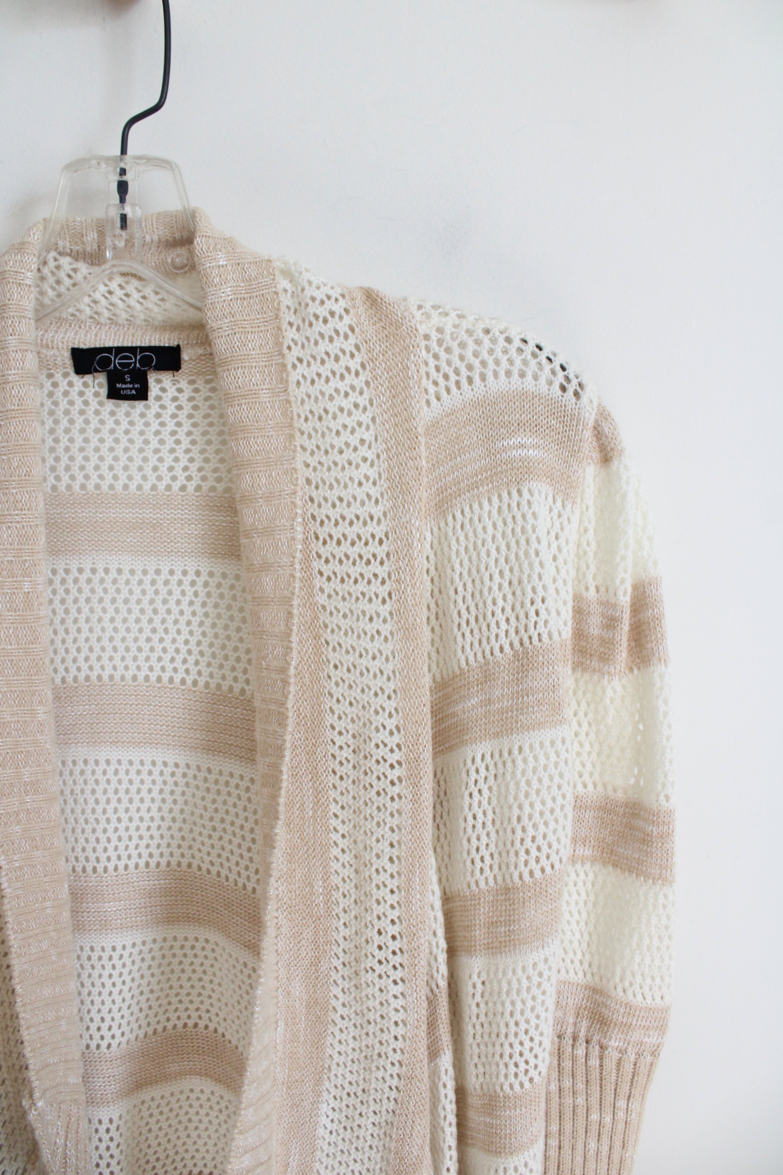 Deb Tan & Cream Crocheted Cardigan | S