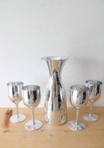 Mueller Candlelite Crystal Silver Hand Blown Hand Cut Carafe & Goblet Set