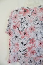 Alfred Dunner Pink & Black Floral Button Down Top | 16