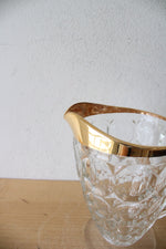 Vintage Jeanette Glass Gold Rimmed Thumbprint Pitcher & Glass Set