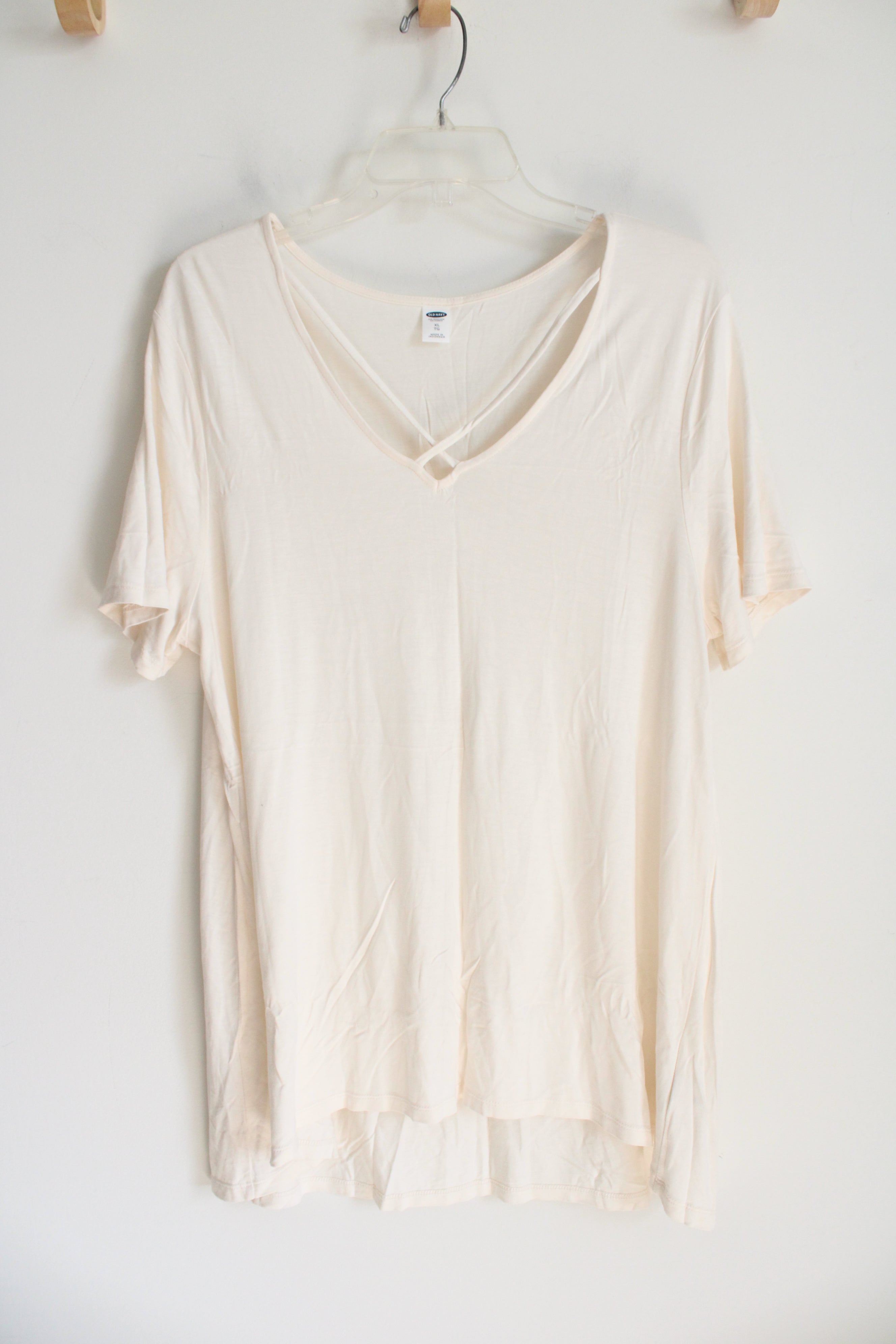 Old Navy Cream Criss-Cross V-Neck Top | XL