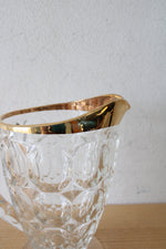 Vintage Jeanette Glass Gold Rimmed Thumbprint Pitcher & Glass Set