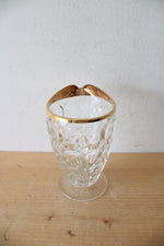 Vintage Jeanette Glass Gold Rimmed Thumbprint Pitcher & Glass Set