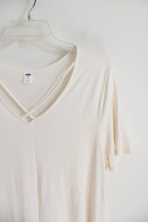 Old Navy Cream Criss-Cross V-Neck Top | XL