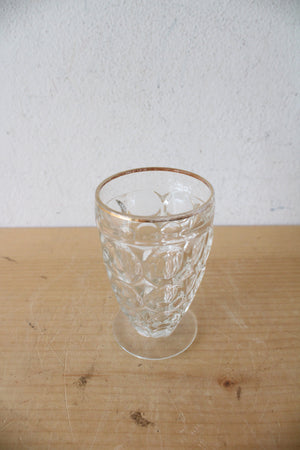 Vintage Jeanette Glass Gold Rimmed Thumbprint Pitcher & Glass Set