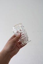 Vintage Jeanette Glass Gold Rimmed Thumbprint Pitcher & Glass Set