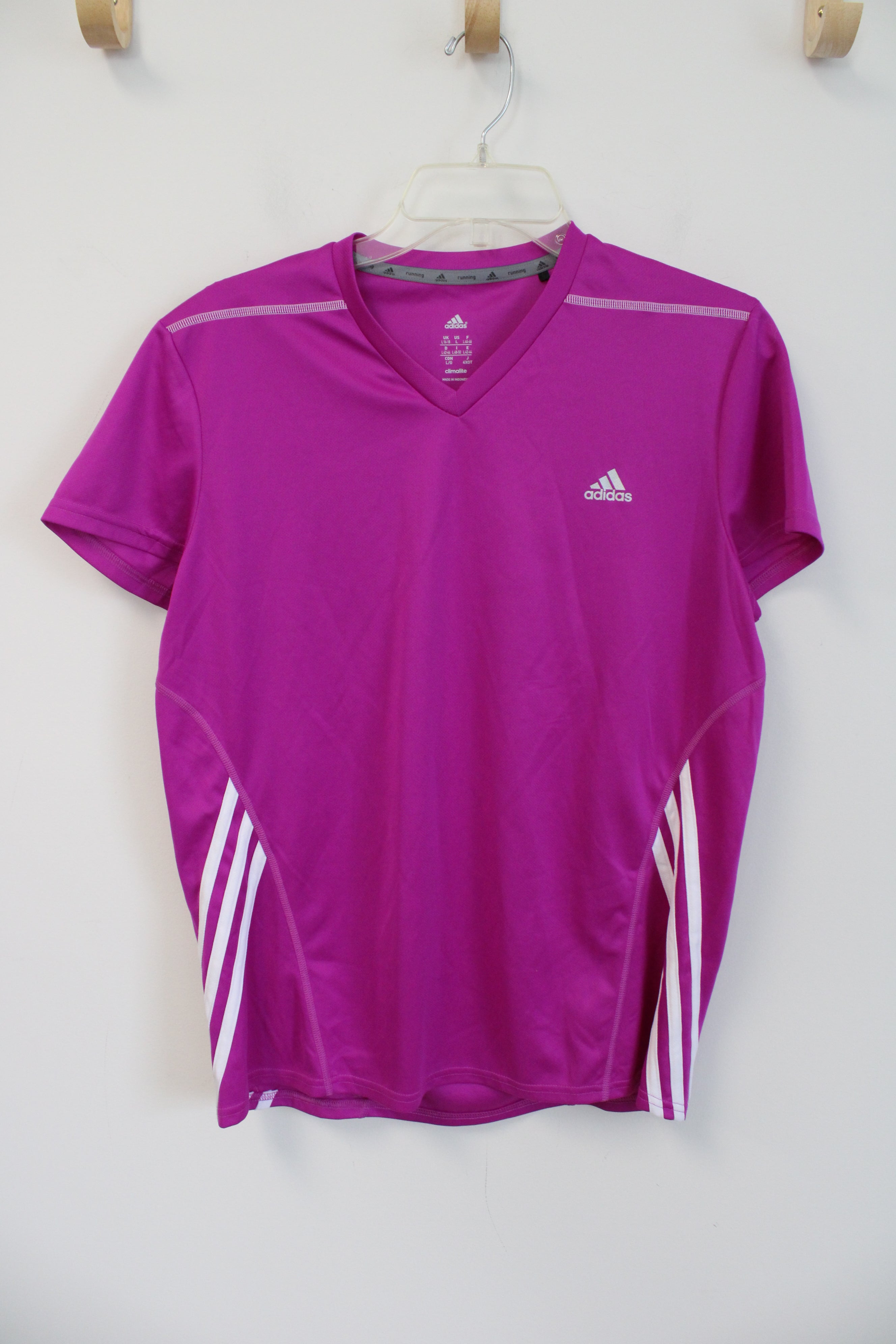 Adidas Purple Pink V-Neck Athletic Top | L