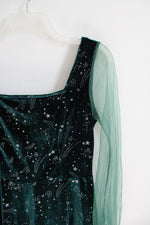 Emerald Green Silver Shooting Star Patterned Dress | S