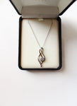 10K Sterling Silver Two-Toned Rhinestone Twist Pendant Necklace