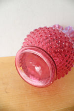 Vintage Fenton Cranberry Hobnail Ruffled Vase