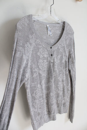 Aeropostale Gray Crocheted Knit Long Sleeved Top | XL