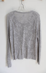 Aeropostale Gray Crocheted Knit Long Sleeved Top | XL